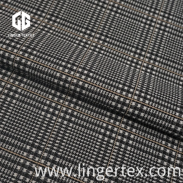 Tr Yarn-Dyed Jacquard Elastane Fabric with Check Pattern